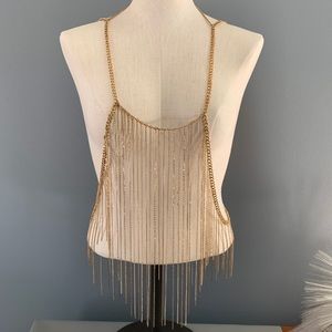 Gold Tone Body Chain Marked C